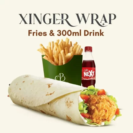 Xinger Wrap, Fries, Drink